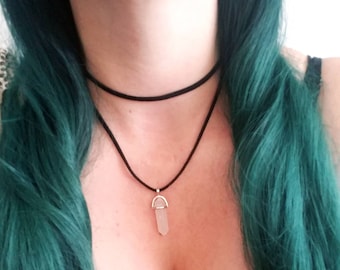 faux quartz charm necklace