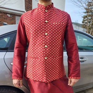Men&#39;s Vest coat kurta jacket with pajama /men&#39;s kurta pajama with Jacket Indian Bangladeshi traditional Clothings ,salwar Kameez with blazer
