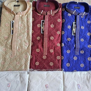 Elegant Handcrafted Kurta Pajama Set –Perfect for Festivals and Special Occasions / Beautiful  Embroidered Kurta Pajama, Indian wedding wear
