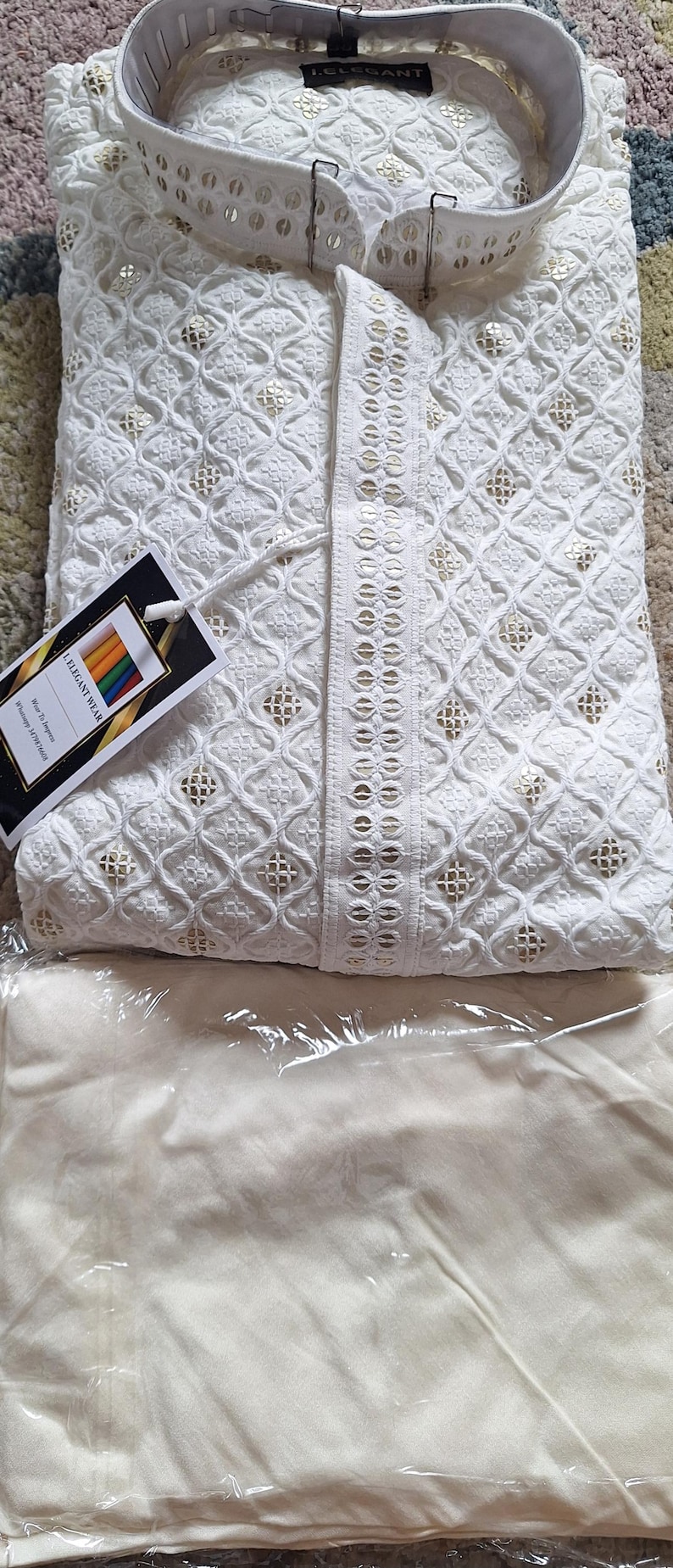 Conjunto de pijama Chikankari kurta para hombre para fiestas religiosas y de bodas, conjunto de kurta para hombres étnicos indios, pijama kurta hecho a mano, salwar Kameez para hombres imagen 11
