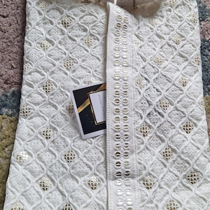 Conjunto de pijama Chikankari kurta para hombre para fiestas religiosas y de bodas, conjunto de kurta para hombres étnicos indios, pijama kurta hecho a mano, salwar Kameez para hombres imagen 14