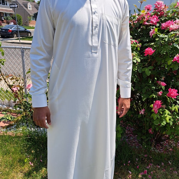 IElegant Designer cotton Thobes for Islamic Muslim men's wear - Arabic middle Eastern religious men prayer robes - men thobe - Arabic jhubba