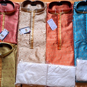 Men Kurta Pajama in rich Brocade Jaquard fabric with detailed Elegant Embroidery work, men&#39;s Indian kurta churidar,Indian wedding party wear