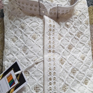 Conjunto de pijama Chikankari kurta para hombre para fiestas religiosas y de bodas, conjunto de kurta para hombres étnicos indios, pijama kurta hecho a mano, salwar Kameez para hombres imagen 17
