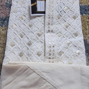 Conjunto de pijama Chikankari kurta para hombre para fiestas religiosas y de bodas, conjunto de kurta para hombres étnicos indios, pijama kurta hecho a mano, salwar Kameez para hombres imagen 9