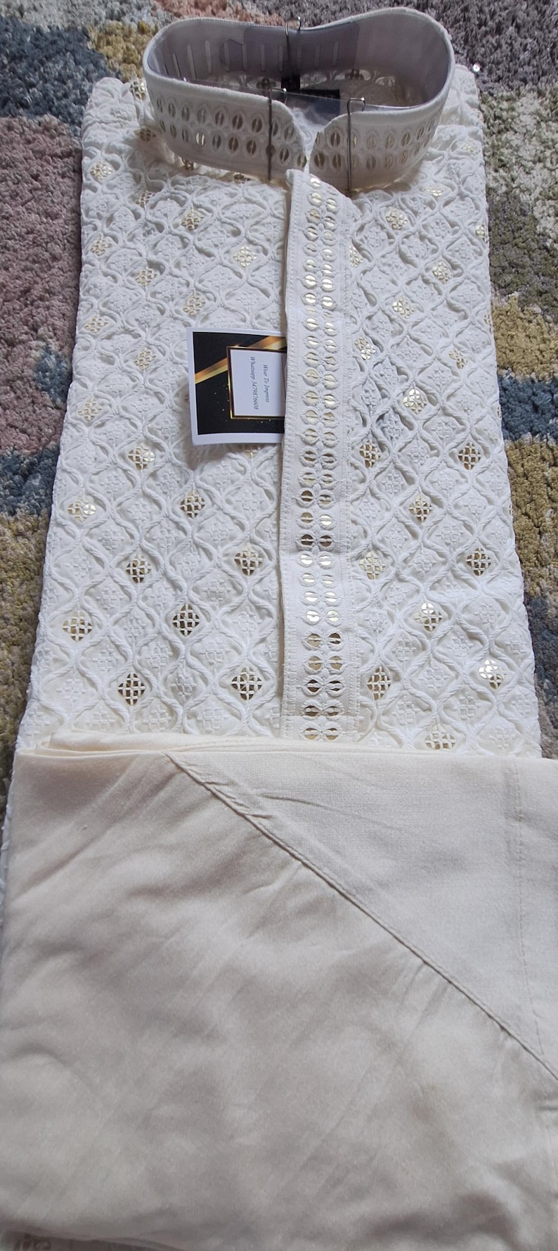 Conjunto de pijama Chikankari kurta para hombre para fiestas religiosas y de bodas, conjunto de kurta para hombres étnicos indios, pijama kurta hecho a mano, salwar Kameez para hombres imagen 9
