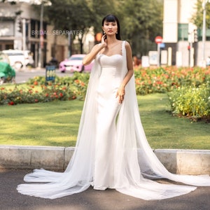 SALE/ Long Bridal Cape Veil, Long Wedding Cape Veil, Tulle Bridal Cape, Tulle Bridal Cape Veil, Luxury Wedding Dress Cape Veil / Cape 228
