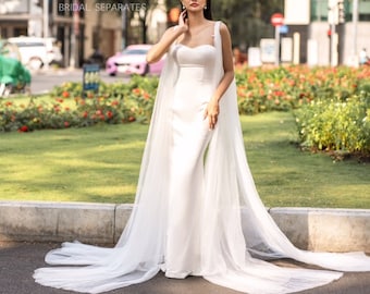 SALE/ Long Bridal Cape Veil, Long Wedding Cape Veil, Tulle Bridal Cape, Tulle Bridal Cape Veil, Luxury Wedding Dress Cape Veil / Cape 228