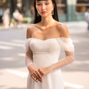 Custom Detachable Bridal Sleeves, Off Shoulder Wedding Dress Sleeves, Add On Bridal Sleeves, Bridal Dress Long Sleeves Removable / item 282