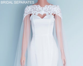 Cathedral Bridal Cape, Cathedral Wedding Cape, Long Bridal Cape, Wedding Cape Veil, Bridal Cape Veil, Wedding Cape Cathedral / "Cape 305”