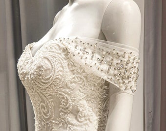 Attachable Bridal Off shoulder Sleeves, Detachable Sleeves for Wedding dress, Off Shoulders Straps, Custom Bridal Sleeves/ "Sleeves 244”