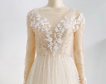 Long Sleeves Wedding Dress Topper, Long Sleeves Wedding Bolero, Custom Bridal Dress Top,, Bridal Jacket Top / Bridal Top 405