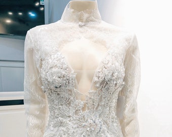 Lace Wedding Dress Bolero, Lace Bridal Dress Bolero, Lace Bridal Bolero Jacket, Long Sleeve Bridal Bolero  / "Bolero 20"