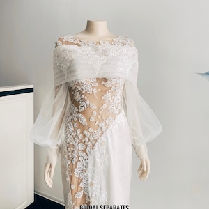 Lace  Bridal Cover Up Off Shoulder, Lace Long Sleeves Bridal Bolero, Lace Wedding Bolero, Lace Bridal Bolero / &quot;Cape Jana&quot;