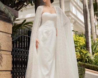 Glitzernder Braut Cape Schleier, Glitzer Braut Cape Schleier, Braut Cape, Langes Braut Cape, Hochzeitskleid Cape / "Cape 125"