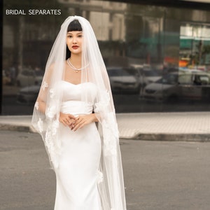 Cathedral Lace Veil with blusher, Bridal Drop Veil, Luxury Wedding Veil, Cathedral Wedding Veil with blusher, Custom bridal veil / Veil V05