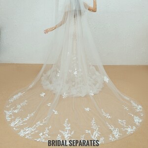 Cathedral Lace Veil with blusher, Bridal Drop Veil, Luxury Wedding Veil, Cathedral Wedding Veil with blusher, Custom bridal veil / Veil V22