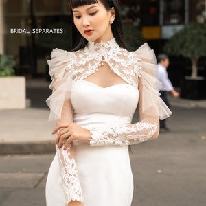 Long Sleeves Bridal Bolero, Long Sleeves Wedding Bolero, Custom Bridal Bolero Jacket, Bridal Jacket Top, Wedding Dress Shrugs / "Cape 304"