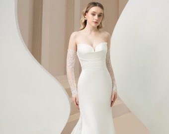 Minimalist Mermaid Wedding Dress, Mermaid Bridal Dress, Satin Wedding Dress, Minimalist Bridal Dress, Satin Bridal Dress  / Dress 023A2