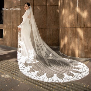 Lace Bridal Veil, Lace Wedding Veil, Cathedral Bridal Veil, Cathedral Wedding Veil, Lace Veil, Long Veil, Cathedral Lace Veil/ V04