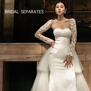 Detachable Bridal Long Sleeves, Detachable Wedding Sleeves, Wedding Dress Sleeves Removable, Lace Bridal Sleeves/ Sleeves 125