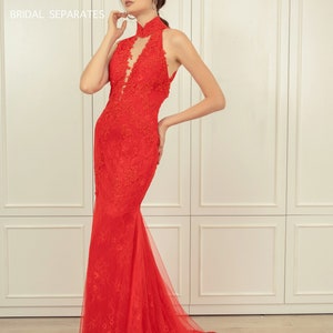 Red Wedding Dress, Red Bridal Dress, Red mermaid Wedding Dress, Lace Red Wedding Dress, Red Lace Bridal Dress  / &quot;Dress 01”