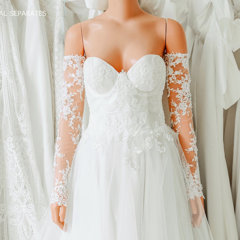 Metroz Style Custom Detachable Sleeves, Wedding Dress Sleeves, Bridal Long Sleeves / "Sleeves 212"