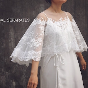 SALE/ Bridal Cape, Custom Wedding Cover Up,Bridal Cover Up, Lace Bridal Bolero,Wedding Cover Up, Wedding Bolero, Bridal Bolero / &quot;Cape 112&quot;