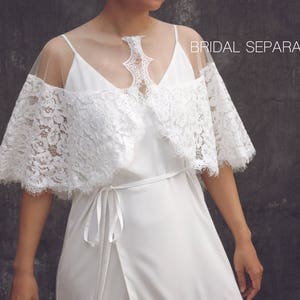 SALE/ Wedding Dress Cover Up, Embellished Bridal Dress Cover Up, Tulle Wedding Cape, Bridal Bolero Tulle, Lace Bridal Cover Up / &quot;Cape 111&quot;