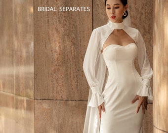 Maniche lunghe Bolero da sposa, Bolero da sposa a maniche lunghe, Giacca bolero da sposa personalizzata, Giacca da sposa, Abito da sposa Bolero / "Cape 128"