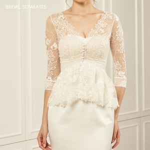 Wedding Dress Top, Bridal dress Topper, Lace Wedding Dress Topper, Lace Bridal Top, Long Sleeve Bridal Bolero  / &quot;Bolero 20&quot;