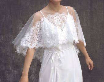 Wedding Cape, Bridal Separates, Custom Bridal Separates ,Bridal Capelet, Wedding Dress Capelet, Lace Wedding Bolero / "Cape 114"