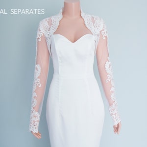 Lace Wedding Dress Bolero, Lace Bridal Bolero, Long Sleeve Wedding Topper, Long Sleeve Bridal Bolero Jacket  / &quot;Bolero 09”
