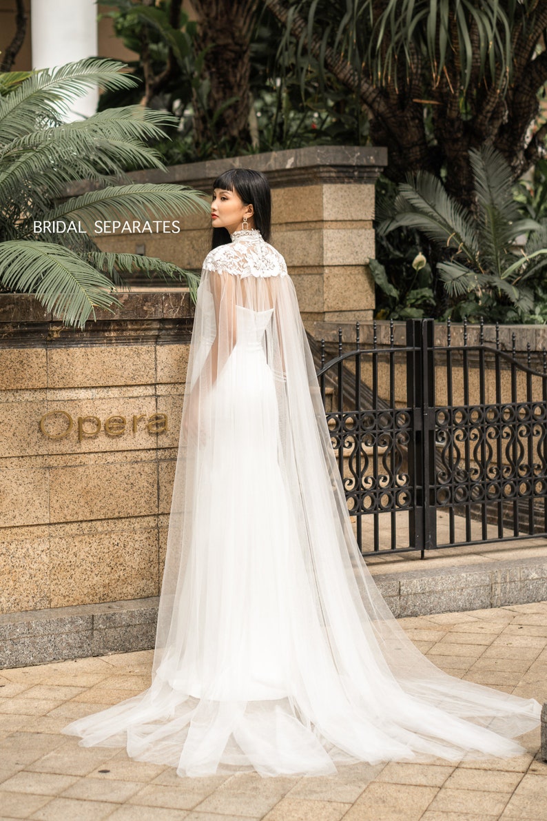 Lace Bridal Cape Veil Lace Wedding Cape Long Bridal Cape Etsy