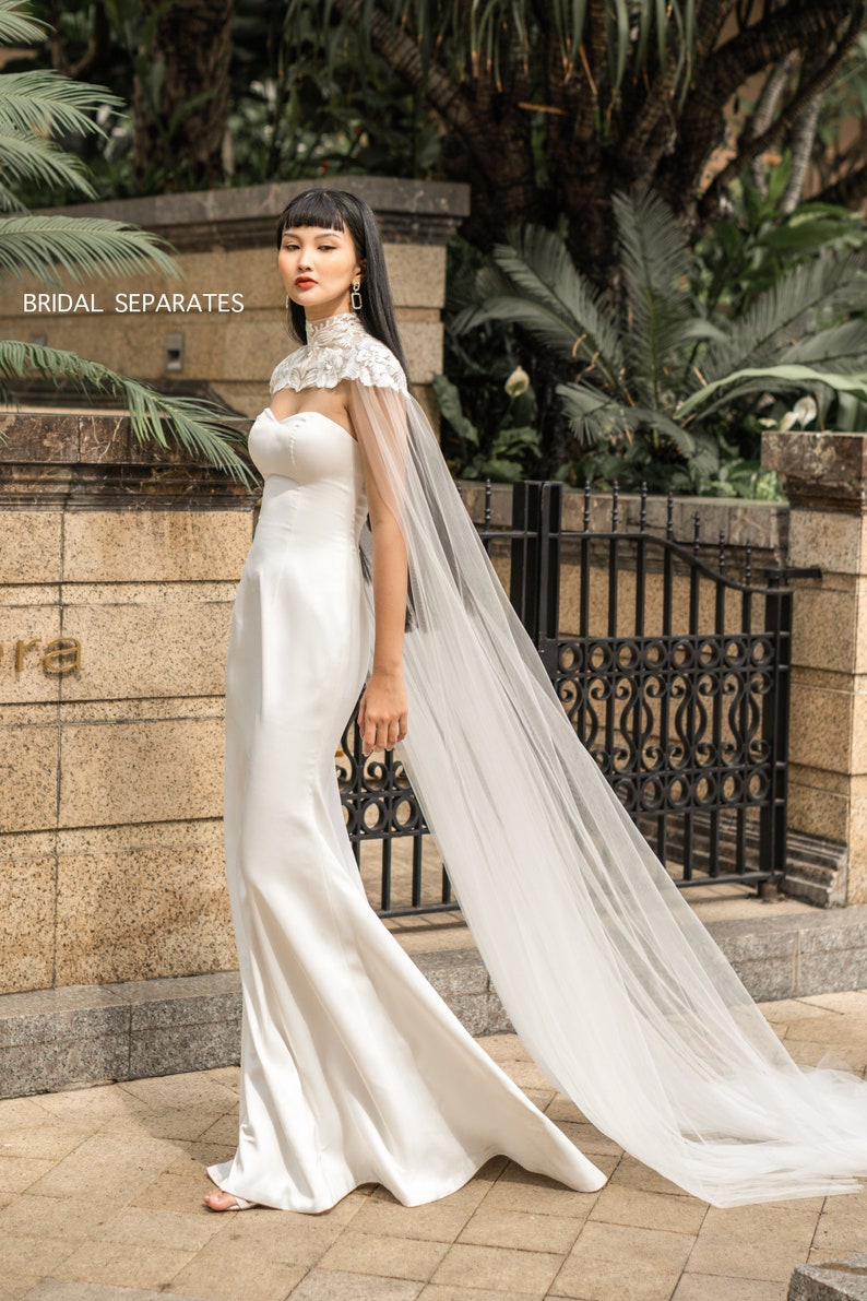 Lace Bridal Cape Veil Lace Wedding Cape Long Bridal Cape Etsy