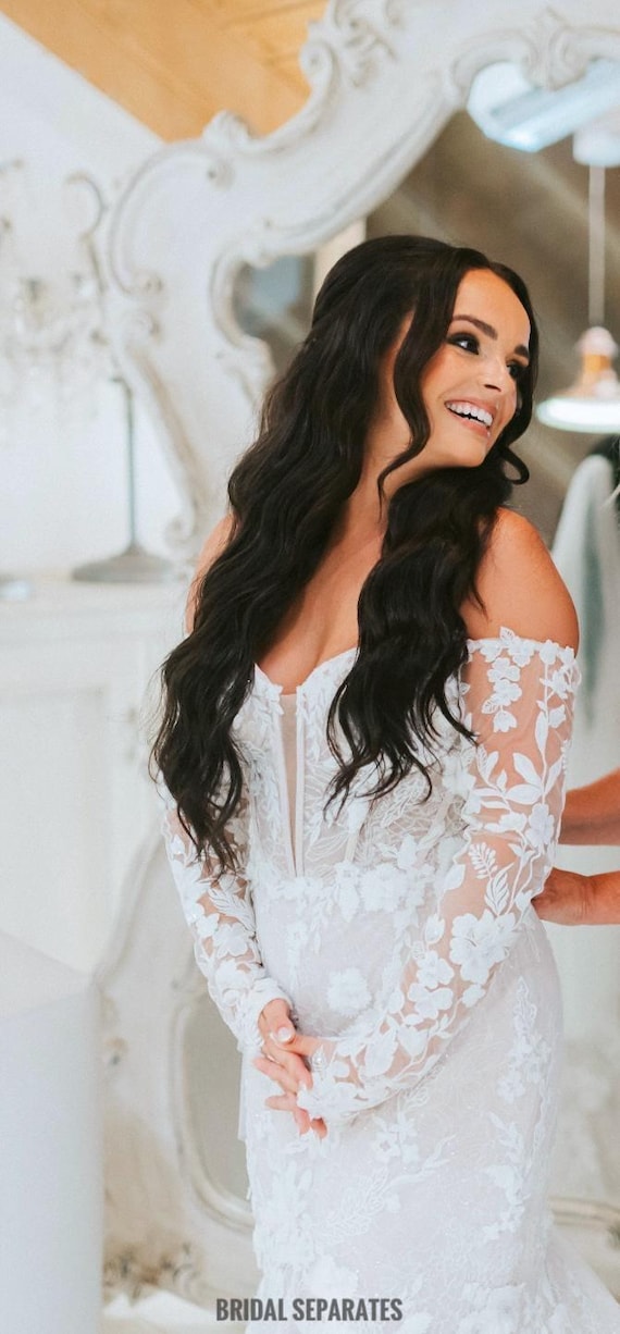Lace Bridal Long Sleeves, Lace Detachable Wedding Sleeves, Bridal Sleeves Wedding Dress / Sleeves 405 Lace Bridal Long Sleeves, Lace Detachable Wedding Sleeves, Bridal Sleeves Wedding Dress / Sleeves 405