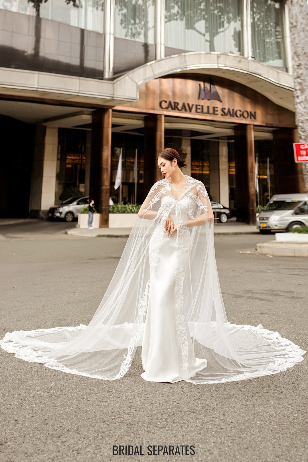 Long Bridal Cape Veil - Cape 228 / 