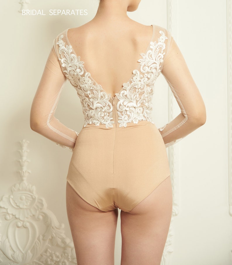 Long Sleeve Bridal Bodysuit Wedding Lace Bodysuit Lace Etsy