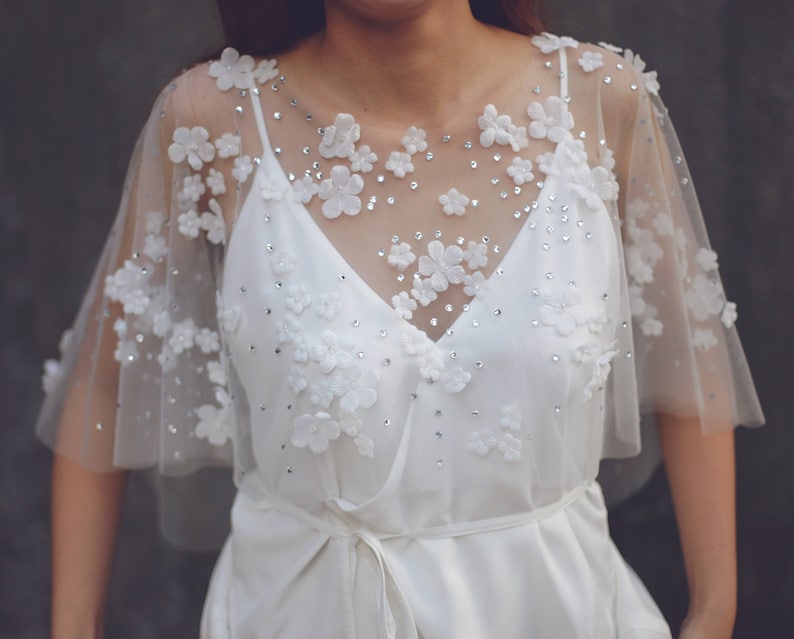 Embellished Bridal Dress Cover Up Lace Wedding Dress Cover Up Bridal Bolero Tulle Lace Bridal Cover Up Cape 97 Tulle Wedding Cape