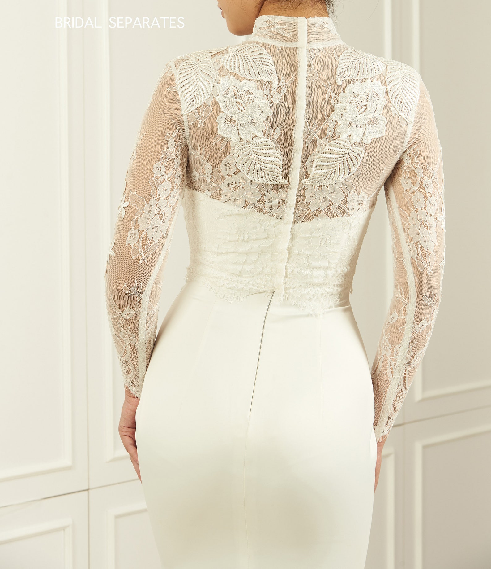 High Neck Bridal Topper Wedding Dress, High Neck Wedding Dress Topper ...
