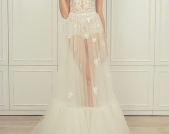 SALE; Ruffles Wedding Dress Overskirt, Ruffles Wedding Skirt, Detachable Ruffles Bridal Skirt, Bridal Overskirt  /"Skirt 08