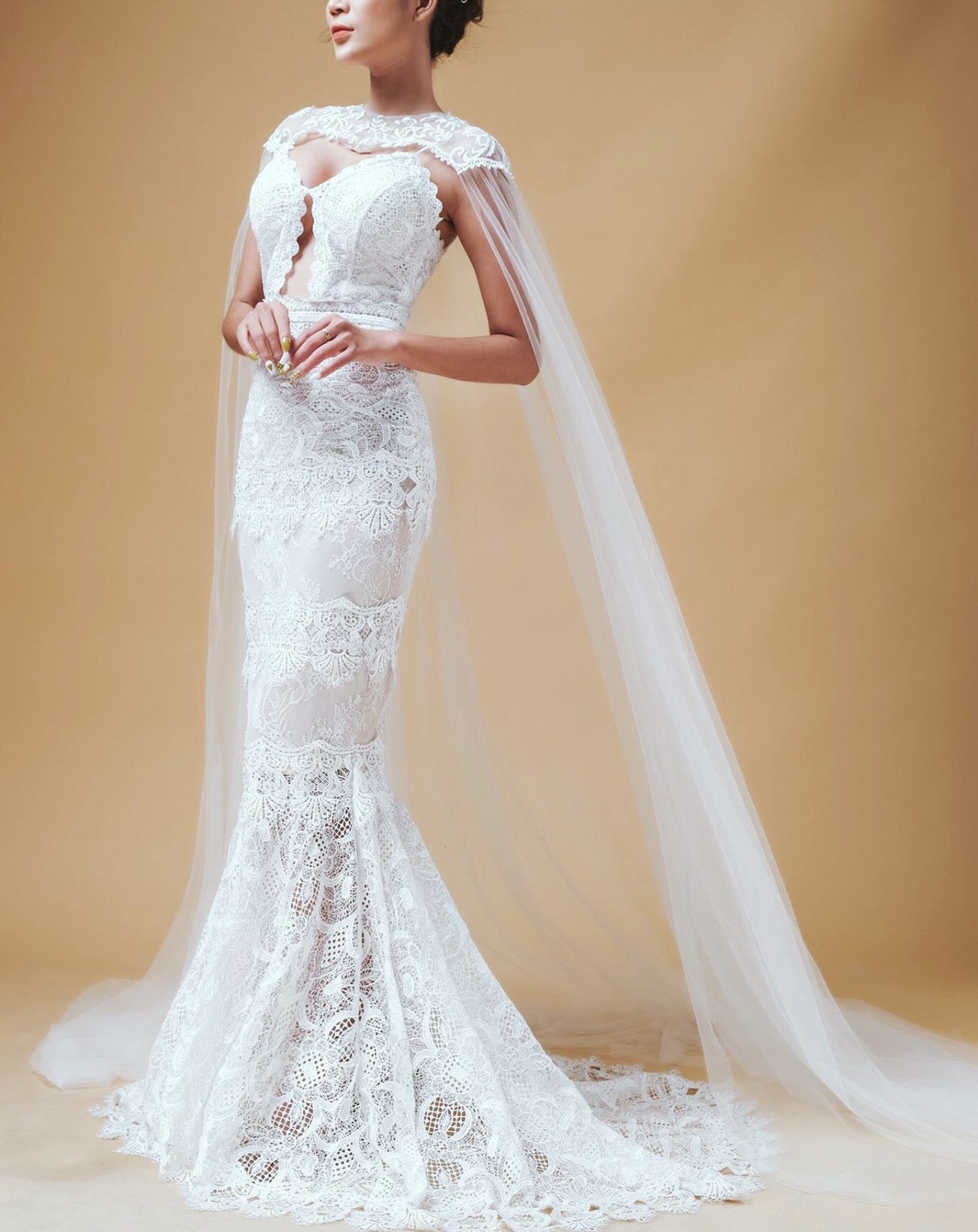 Bridal Cape Veil Wedding Cape Veil bridal Lace Cape Veil Lace Bridal