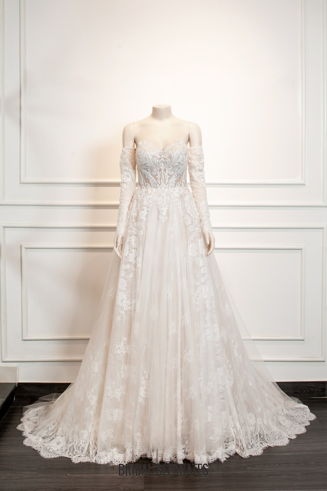 Unique Ball Gown Strapless Short Sleeves Long Wedding Dresses