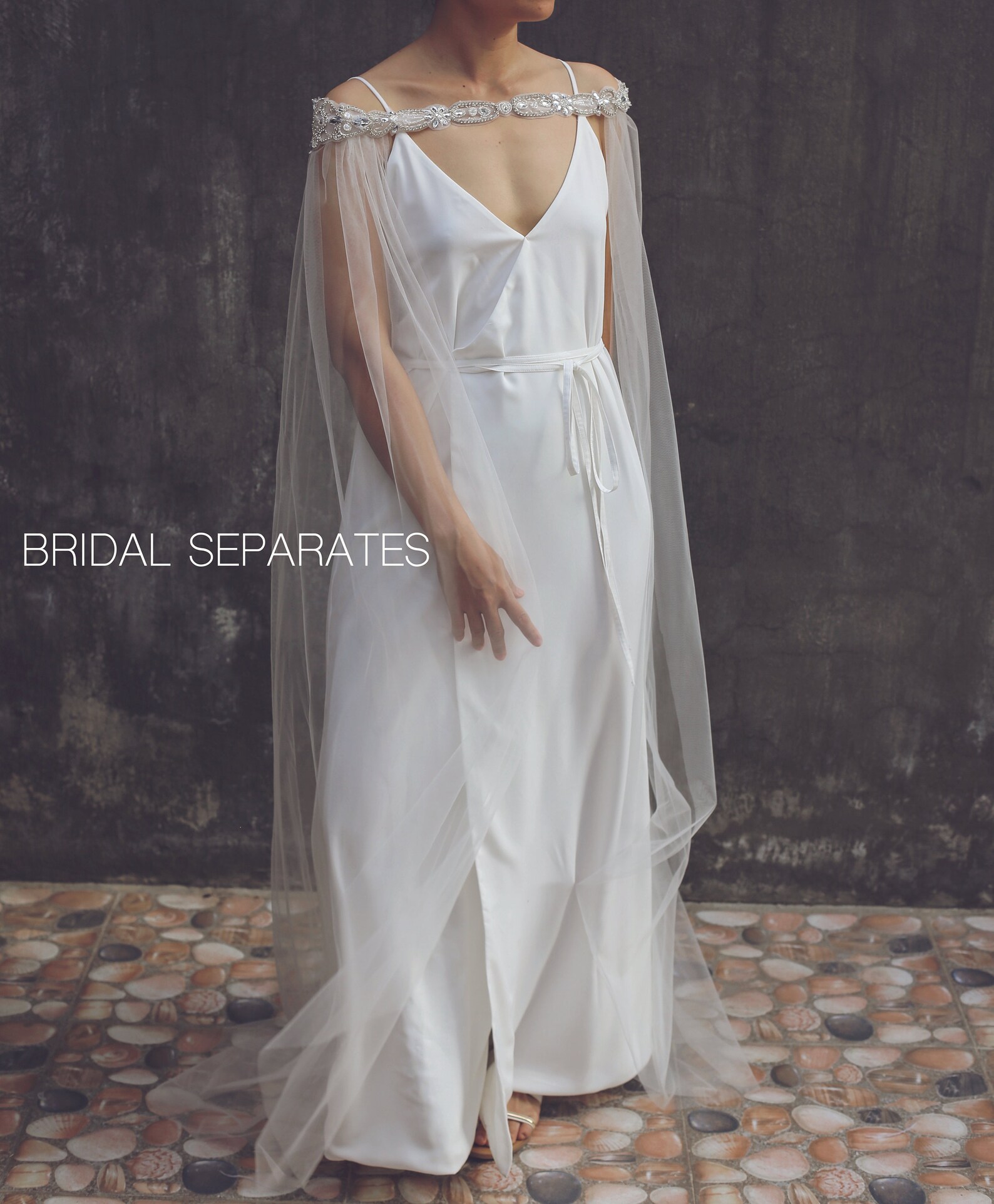 Crystal Bridal Cape Veil Wedding Cape Veilbridal Lace Cape Etsy