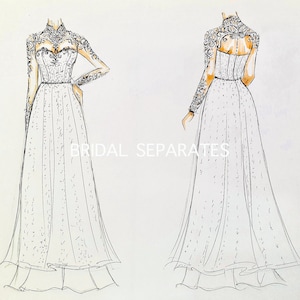 Premium Vector  Fashion sketch of a woman wearing long exquisite wedding  dress