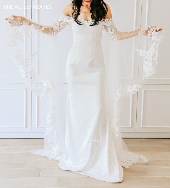 Wedding Dress Sleeves Detachable, Detachable Bridal Bicep Long Sleeves, Detachable Bridal Sleeves, Custom bridal sleeves /Sleeve 300