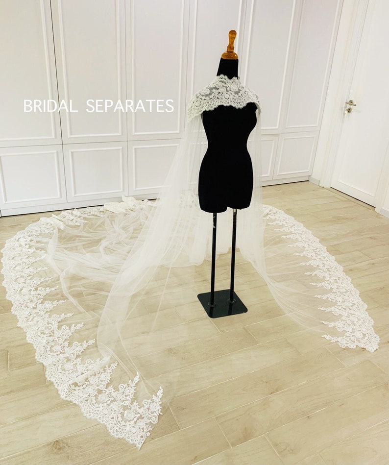 Lace Bridal Cape Veil Lace Wedding Cape Long Bridal Cape Etsy