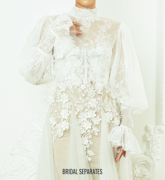 Light Ivory Lace High Neck Wedding Dress Topper, Long Sleeves Lace Bridal Topper, Custom Bridal Dress Topper With Lace / "bolero 42 - Etsy Light Ivory Lace High Neck Wedding Dress Topper, Long Sleeves Lace Bridal Topper, Custom Bridal Dress Topper With Lace / "bolero 42 - Etsy