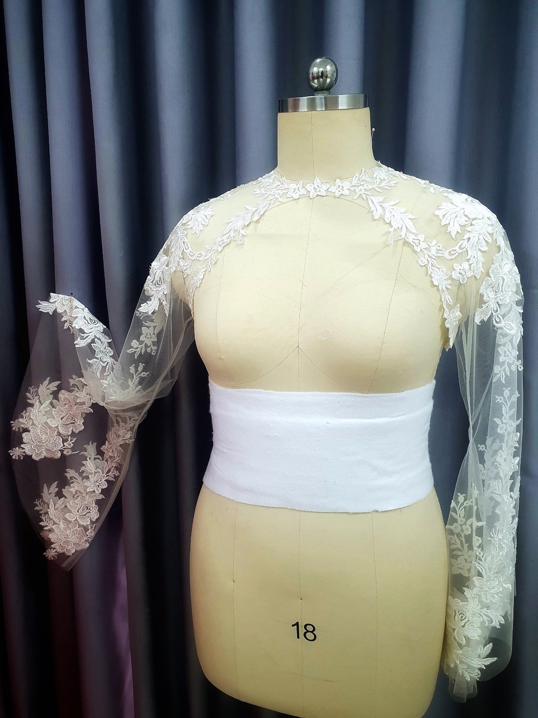 Lace Wedding Dress Bolero With Bell Sleeves, Lace Bridal Dress Bolero ...