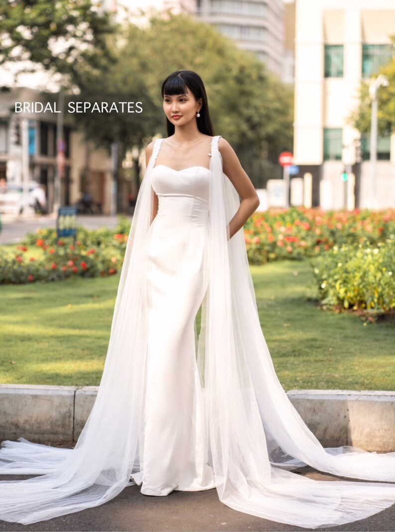 Long Bridal Cape Veil Long Wedding Cape Veil Tulle Bridal Etsy